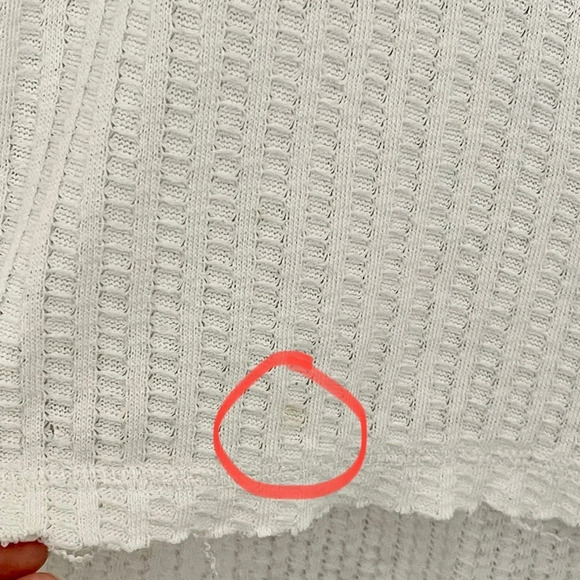 Free People Waffle Ivory Cowl Neck Longsleeve Thermal Top XS - Picture 5 of 6